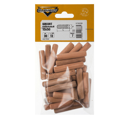 Шкант меб.дер. чопик 10x50мм 30 шт