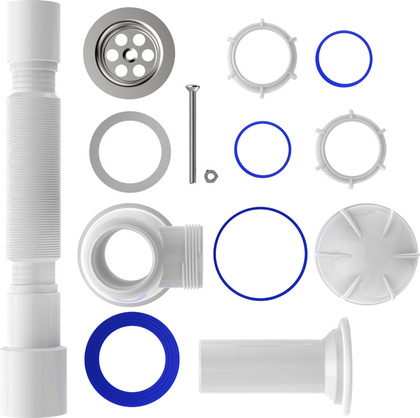 Сифон для кухни 1 1/2х40 с удлинённой горловиной с мет.реш. c г.т. 40х40/50