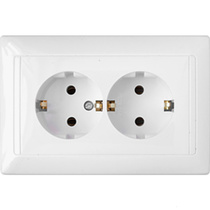 Розетка с заземлением BYLECTRICA РС16-313, скрытая установка, на 2 гнезда