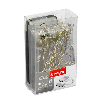 Электрогирлянда Нить Vegas 20 LED, РОСА, 2м, холодный свет, арт. 55105