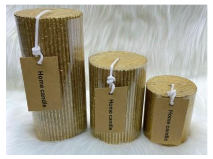 Свеча столбик Ribbed Art&Home 15х7см, золото, арт. MUCJ715-J