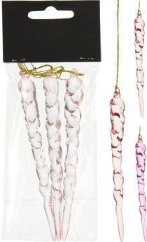 Набор украшений ёлочных Icicle 12см (3шт), полипропилен, арт. CAA734410