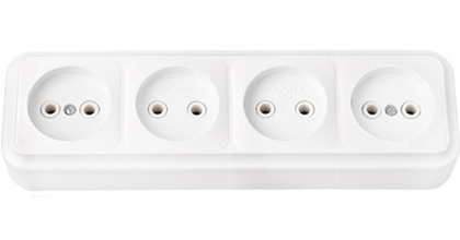 VIKA бел. Розетка 4-гнездн. б/з РА16-264, ОККО