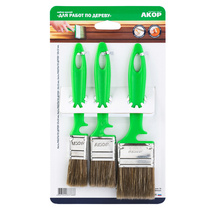 Набор кистей 	Акор Для работ по дереву (Кисти 25х10,35х10,50х12), зеленая ручка