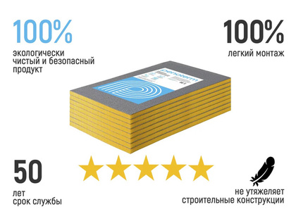 Плита тепло-звукоизоляционная Евроблок НПЭ-Л 30х600х1000мм