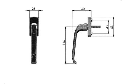 Ручка оконная алюминиевая Ротекс белая арт У1-2321.Б Левша