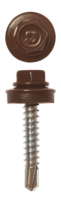 Шуруп-саморез 4,8х29 кровельный, RAL 8017 коричневый шоколад, 50 штук