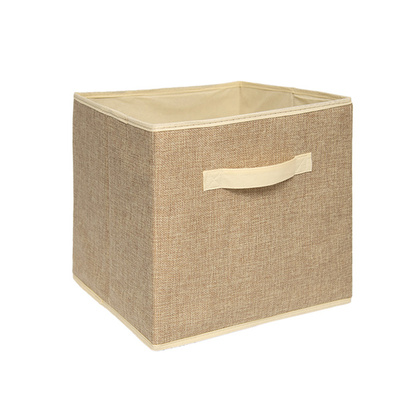 Короб-кубик для хранения Лен, Д300 Ш300 В300, бежевый