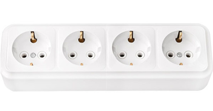 VIKA бел. Розетка 4-гнездн. с/з РА16-266, ОККО