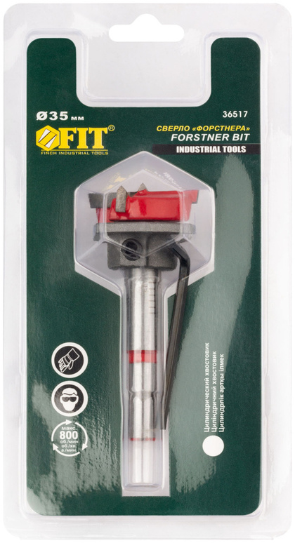 Сверло Форстнера (чашечное) ф35мм тв.спл.и огр.глубины FIT