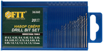 Сверла ц/х по металлу набор микро (20шт 0,3-1,6мм) FIT