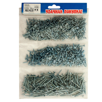 Набор саморезов по дереву 3-3,5 мм белый цинк 850 шт