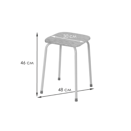 Табурет квадратный Пенек легкий 184 с ЛДСП, серый, цвет сиденья серый (v.000 с ЛДСП)