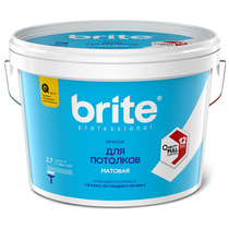 Краска BRITE PROFESSIONAL для потолков матовая белая 2,7 л