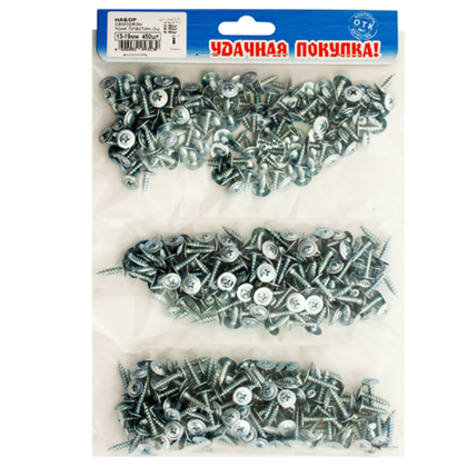 Набор саморезов для тонких пластин 13-19мм белый цинк 450 шт