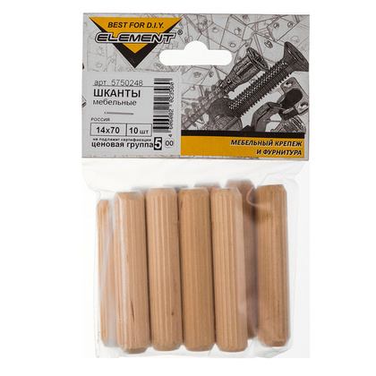 Шкант меб.дер. чопик 14x70мм 10 шт
