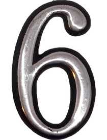 Цифра 6 50мм. пластм. клеящ. хром
