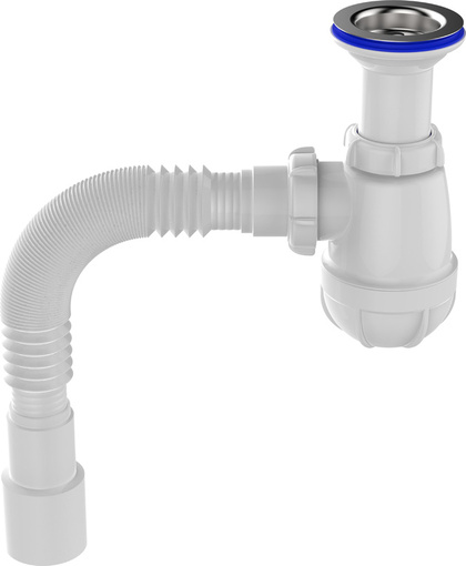 Сифон для кухни 1 1/2х40 с удлинённой горловиной с мет.реш. c г.т. 40х40/50