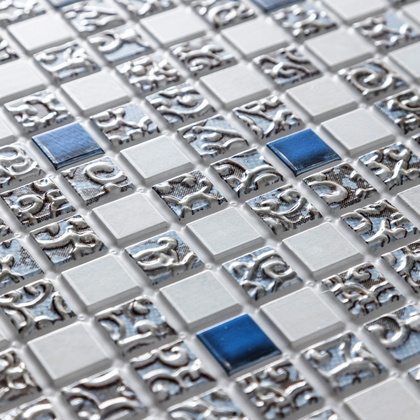 Панель ПВХ Grace Мозаика Коллаж голубой 960х480 мм