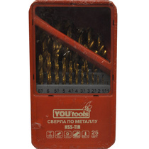Сверла по металлу Yourtools HSS-TiN 25 шт