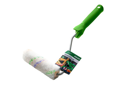 Валик Акор 60 мм для работ по дереву микрофибра, зеленая ручка