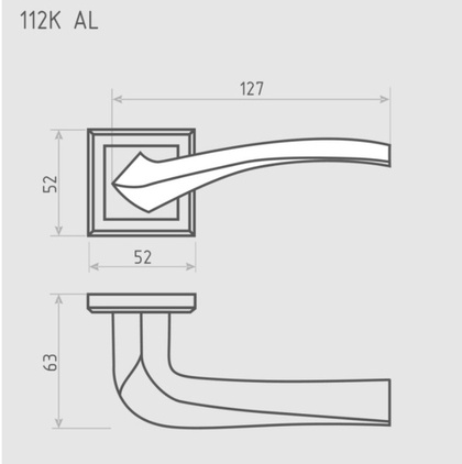 Ручка дверная на розетке НОРА-М 112К AL комплект ручек - Матовый хром