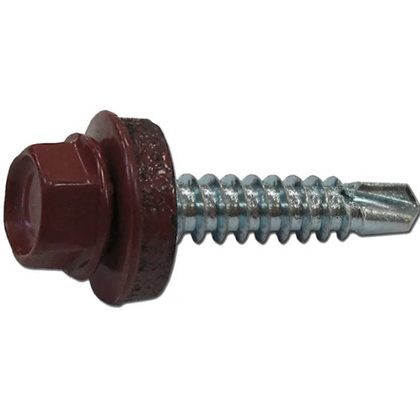 Шуруп кровельный 5,5х19 мм, RAL 3011 коричнево-красный, 200 штук