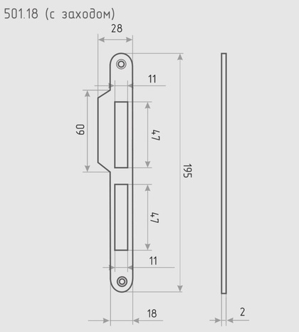 Ответная планка NORA-M 501.18 старая бронза, 196 мм