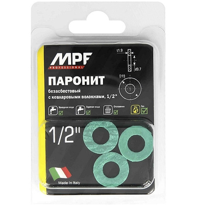 Прокладка 1/2 MPF безасбестовая (паронит, 3 шт.), MP