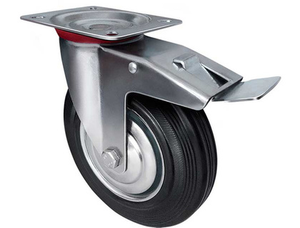 Опора колесная SCB 63, поворотная с тормозом d=160 мм, черная