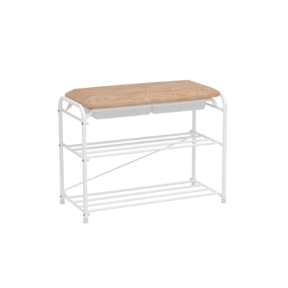 Подставка для обуви Альфа 23 с сиденьем и ящиком (Белый)