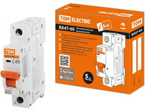 Выключатель автоматический TDM ВА 47-60 1P 40А (С) 6кА / SQ0223-0081