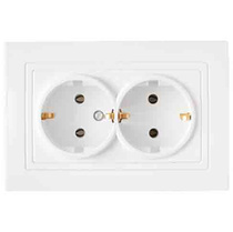 INA бел. Розетка 2-гнездн. с/з РС16-348 (с рамкой), ОККО