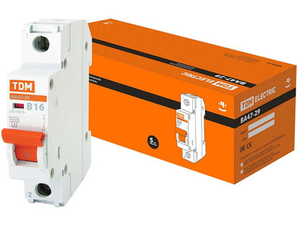 Выключатель автоматический ВА47-29 1Р 16А 4,5кА х-ка В TDM SQ0206-0010