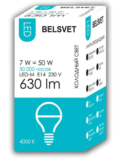 Лампа светодиодная G45 7Вт E14 4000К LED-M БЕЛСВЕТ