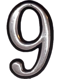 Цифра 9 50мм. пластм. клеящ. Хром