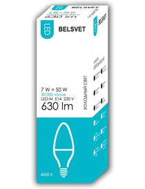 Лампа светодиодная С37 7Вт E14 4000К LED-M БЕЛСВЕТ