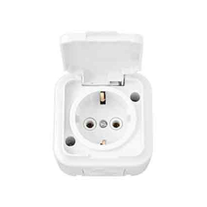 VIKA бел. Розетка 1-гнездн. с/з IP54 РА16-297, ОККО