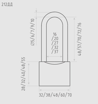 Замок навесной Нора-М ЗН-212ДД-60 мм, 3 ключа