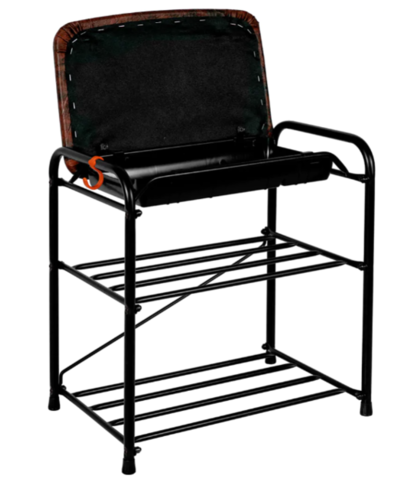 Подставка для обуви Альфа 13 с сиденьем и ящиком (Черный)