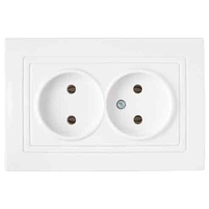 INA бел. Розетка 2-гнездн. РС16-343 (Е) б/з (с рамкой), ОККО