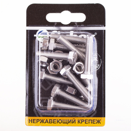 Болт нерж.DIN 933 М 6х30 с гайкой DIN934 10 шт