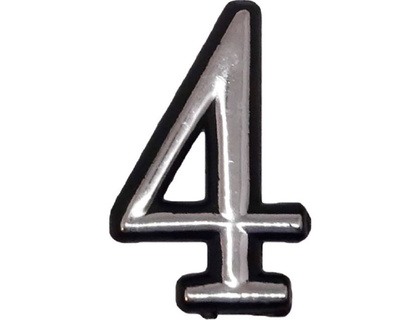 Цифра дверная Большая пластик 4 (хром) клеевая основа