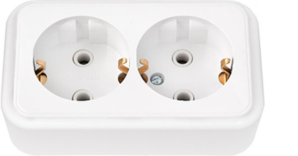 VIKA бел. Розетка 2-гнездн. с/з РА16-261, ОККО