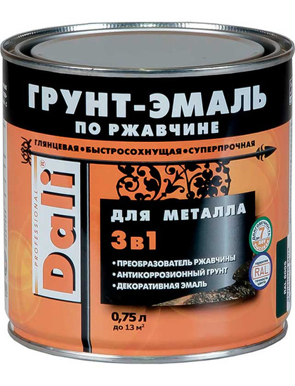 Эмаль DALI По ржавчине 3 в 1 (750мл, белый)