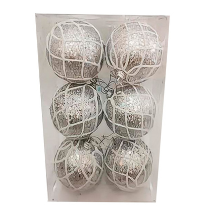 Набор шаров Silver Lines, 7см, 6шт, пластик, арт. RM7-1667