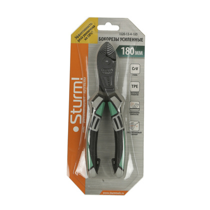 Бокорезы 180мм усиленные, тефлон. покрытие, TPE рукоятки, Sturm! 1020-13-4-180
