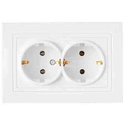 INA бел. Розетка 2-гнездн. с/з РС16-348 (с рамкой), ОККО