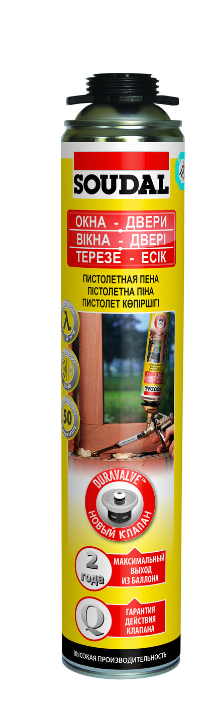 Пена монтажная пистолетная SOUDAL ОКНА ДВЕРИ 750мл