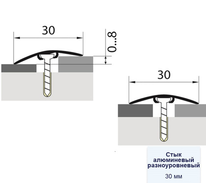 Порог алюм. 30мм 0,9 дуб камелия (скрытое крепление), DOMOLETTI